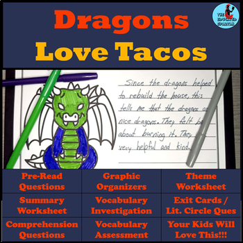 Preview of Dragons Love Tacos by Adam Rubin Graphic Organizer and Question Set
