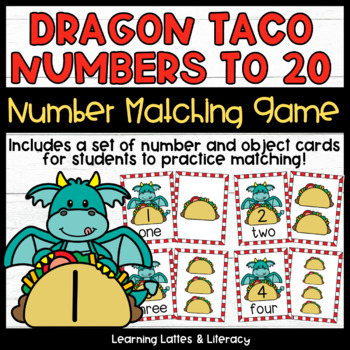 Preview of Dragons and Tacos Task Cards Number Sense May Math Center 1 to 1 Correspondence