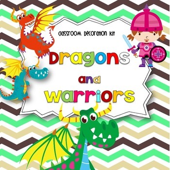 Preview of Dragons and Warriors Classroom Decoration Kit-EDITABLE!