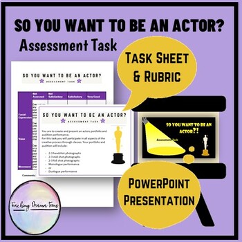 Preview of Drama Acting Audition and Portfolio Assessment Task Rubric and PowerPoint