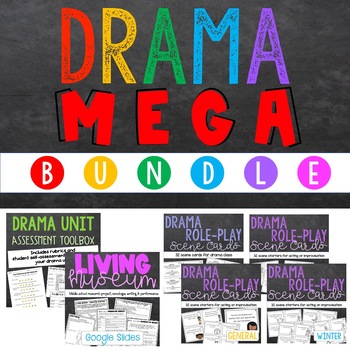 Preview of Drama Acting and Improvisation Scene Cards & Rubrics MEGA BUNDLE