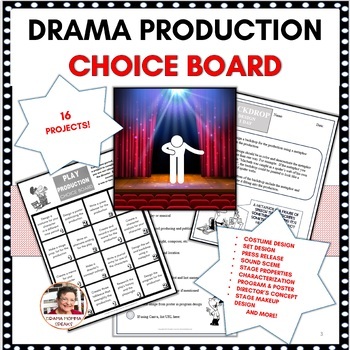 Preview of Drama Class Project Choice Boards Three Weeks Costume Set Stage Makeup Theater