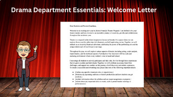 Preview of Drama Department Essentials: Welcome Letter for Students/ Parents