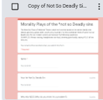 Preview of Drama Digital Worksheet - Medieval Morality Plays - Deadly Sins & Not So Deadly 