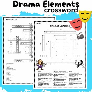 Preview of Drama Elements Crossword Puzzle Terms Worksheet.