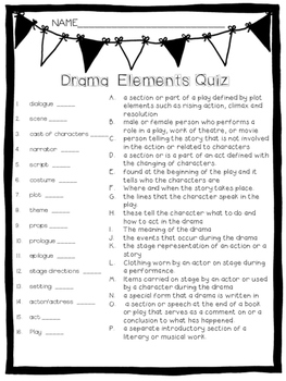 Drama Elements Vocabulary Quiz & Notes by CBrownResources | TpT