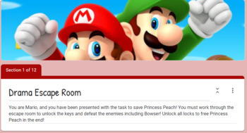 Preview of Drama Escape Room - Mario Brothers!