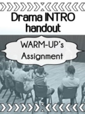 Drama INTRO - The First Week - Weekly Warm-ups Assignment