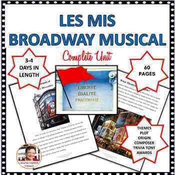 Preview of Broadway Musical Unit and Study Guide For Les Miserables Grades 8 to 10