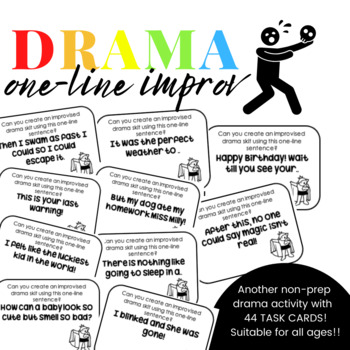 Preview of Drama- One-Line Improv Task Cards