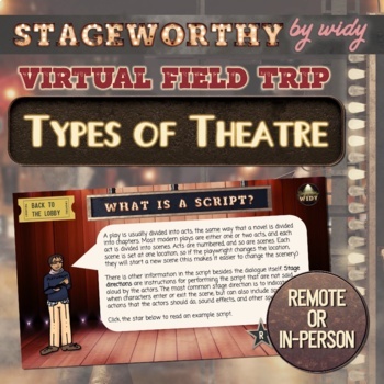 Preview of Elements of Drama Activities - Types of Theatre Virtual Field Trip & Worksheet