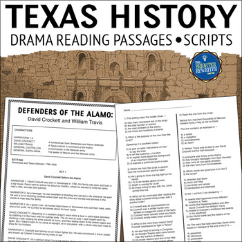 Preview of Texas History Drama Passages Reader's Theater Scripts
