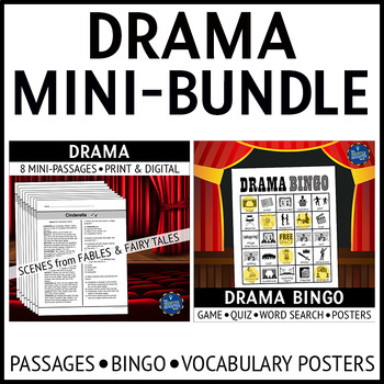 Preview of Drama Reading Passages and Bingo Game Activities Bundle