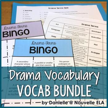 Preview of Elements of Drama Vocabulary Activities: Drama Terms List, BINGO, Quiz