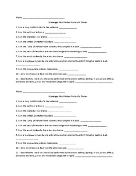 Drama Terms Scavenger Hunt by Not Your Mother's ELA | TpT