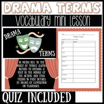 Preview of Drama Terms Vocabulary Mini Lesson -- Quiz & Key Included!