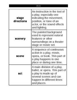 drama vocabulary match by wiedeman s wonders teachers pay teachers