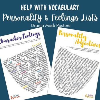 Preview of Drama Vocabulary Posters: Feelings and Personality Adjectives: Easy reference