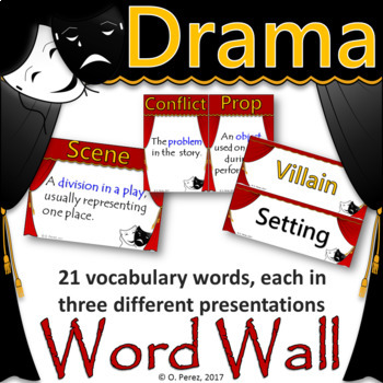 Preview of Drama Vocabulary Word Wall - Full Page and Half Page Posters