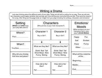 Preview of Drama Writing Graphic Organizer