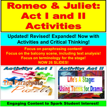 Preview of Romeo and Juliet, Acts I and II:  Digital Lessons