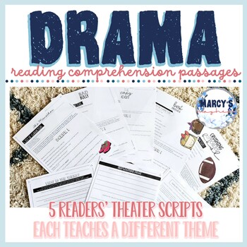 Preview of 3rd, 4th, 5th grade reading comprehension passages packet & questions for Drama