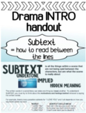 Drama script work for high school - Subtext Handout