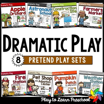Preview of Dramatic Play Pretend Play Printables for Preschool PreK Bundle #4