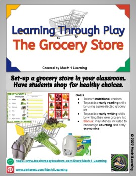 Preview of Dramatic Play - Grocery Store Items - Math through Play - Centers