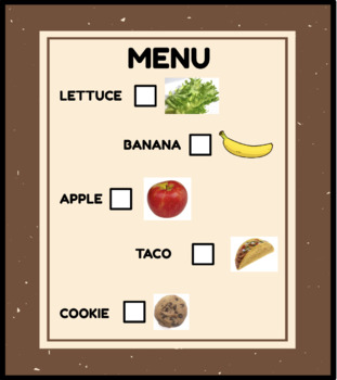 Preview of Dramatic Play Kitchen Menus
