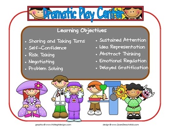 Dramatic Play Learning Center Sign~ With Objectives by 2care2teach4kids