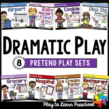 Preview of Dramatic Play Pretend Play Printables for Preschool PreK Bundle #1