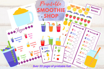 Preview of Dramatic Play Smoothie Set - Summer Activity Page -end of the year activities