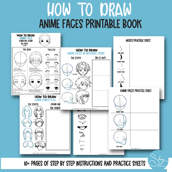 Anime Directed Drawing Worksheet and Templates- Scaffolds for Animoji  Project