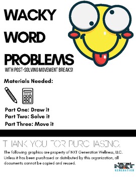 Preview of Draw/Solve/Move: Five Wacky Word Problems (with Movement Breaks Included)