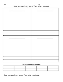 Preview of Draw Vocab Words & Write Sentence (Blank Template)