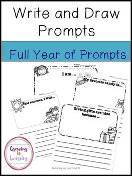 Growing Bundle of Draw & Write Prompts for the Year by Growing up Learning