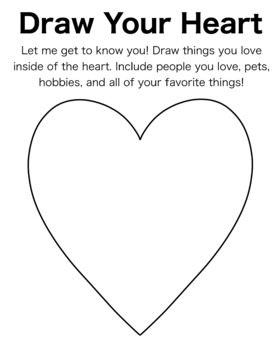 Preview of Draw Your Heart | Art as Therapy | Introduction Worksheet