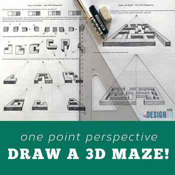 Preview of Draw a 3D maze! One Point Perspective - with video 