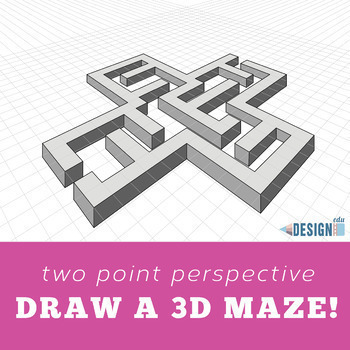 Preview of Draw a 3D maze! Two Point Perspective - with video 