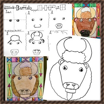 Floating Buffalo Bison Bull - fun line drawing art Classic Round Sticker |  Zazzle