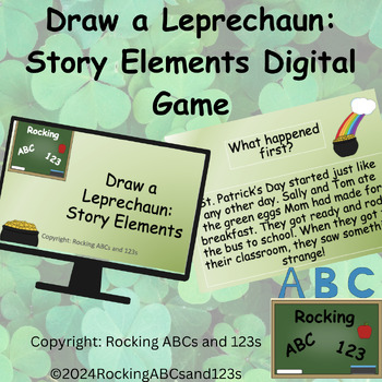 Preview of Draw a Leprechaun Story Elements Reading Comprehension Digital Game