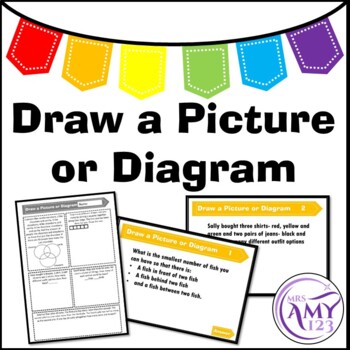 Preview of Draw a Picture or Diagram Problem Solving PowerPoint, Task Cards and Worksheet