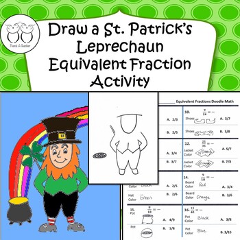 Preview of Draw a St. Patrick Leprechaun Equivalent Fractions Activity for 4th Grade