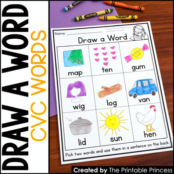 Draw A Word Cvc Worksheets By The Printable Princess Tpt