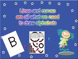 Draw alphabets using lines and curves