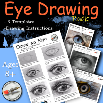 Preview of Draw Realistic  Eyes - Step by Step - Human, Cat, or Eagle Templates - Noprep