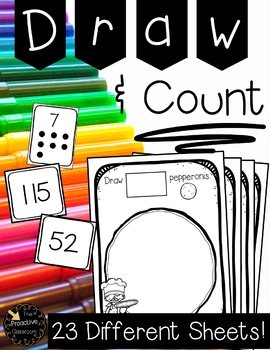Preview of Draw and Count Books - Counting to 120 Math Center / Worksheets