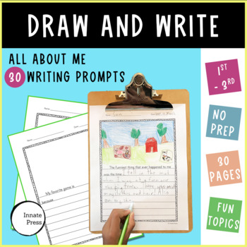 Draw and Write All About Me Simple Writing Prompts for 1st 2nd and 3rd ...
