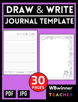 Preview of Draw and Write Kindergarten Journal Template | Motivational Quotes Writing Pages